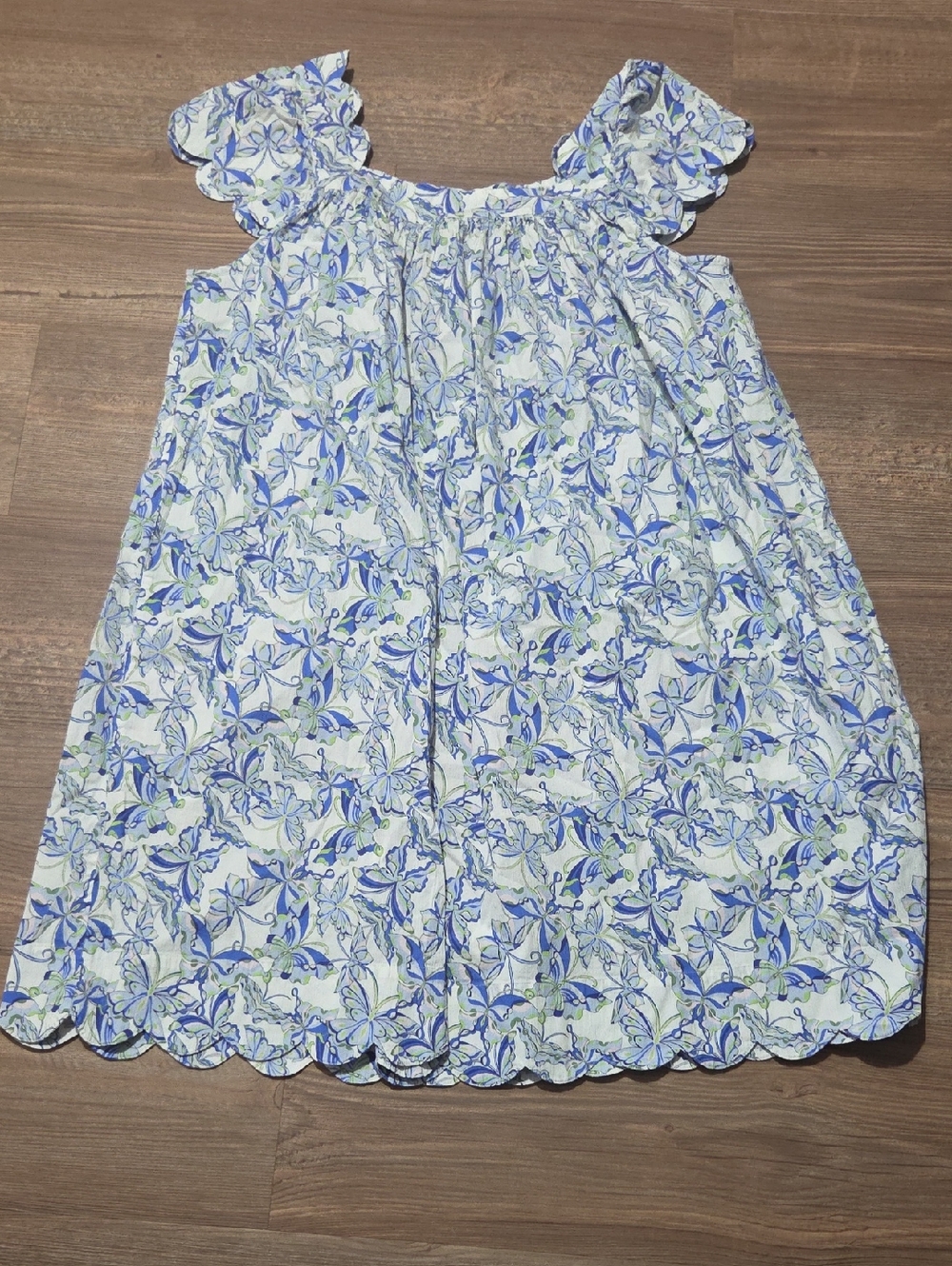 Heidi Carey Sleeveless Floral Nightgown in Blue and White